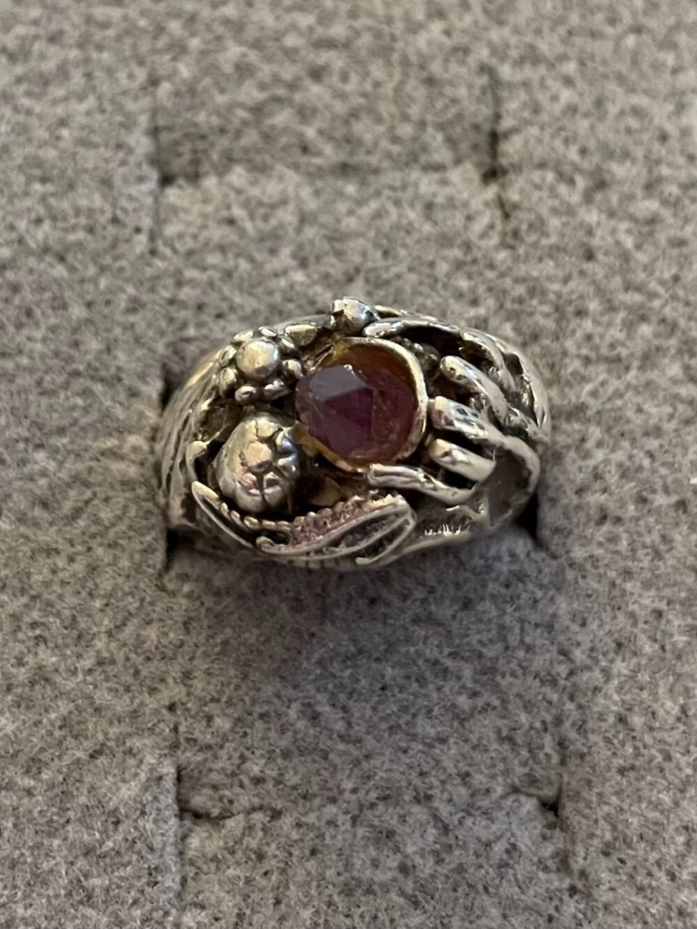 Vintage Sterling Silver Ring Sz 5 Handmade Amethyst Bob Stringer OOAK Y2K $325